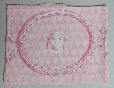 Vechi fragment textil imprimat model neoclasic foto