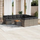 VidaXL Set mobilier de grădină cu perne, 13 piese, gri, poliratan
