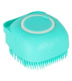 Perie din silicon cu dozator de sampon pentru spalare caini sau pisici, 7,5 x 7,5 cm, culoare albastru, Oem