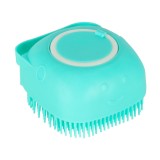 Perie din silicon cu dozator de sampon pentru spalare caini sau pisici, 7,5 x 7,5 cm, culoare albastru