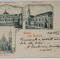GRUSS AUS BISTRITZ (SALUTARI DIN BISTRITA ), MONTAJ CU 3 IMAGINI DIN ORAS , CARTE POSTALA , CLASICA