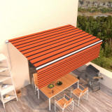 Copertina retractabila manual, cu stor, portocaliu&amp;maro, 5x3 m GartenMobel Dekor, vidaXL