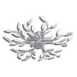 Plafoniera transparenta/alba brate frunze cristal acrilic 5 becuri E14