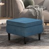 vidaXL Taburet Albastru Catifea, Scaun cu Picioare Lemn, 52x52x42 cm, Maxim 110 kg