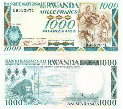 Rwanda 1 000 1000 Franci 1988 P-21 UNC foto