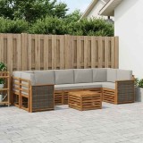 vidaXL Set de canapele de exterior 8 pcs Natural și gri deschis 3384137