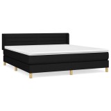 Cumpara ieftin Pat box spring cu saltea, negru, 180x200 cm, catifea