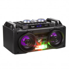 Sistem Audio Activ Portabil cu Telecomanda, Microfon, Radio FM, Player MP3, Bluetooth, USB, AUX, Card SD, Functie Karaoke si Iluminare LED RGB, Putere foto