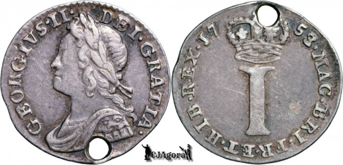 1753, 1 Penny (Maundy) - George al II-lea - Regatul Marii Britanii