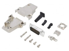 Conector D-Sub 15 PIN Tată 45&deg; Lipire Cablu Gold Flash