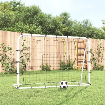 vidaXL Plasă de ricoșeu fotbal alb și negru, 184x61x123 cm, oțel și PE 93735 foto