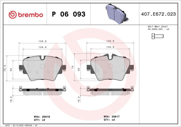 BREMBO P 06 093 PRIME LINE set placute frana,frana disc