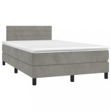 Cumpara ieftin Pat box spring cu saltea, gri deschis, 120x190 cm, catifea