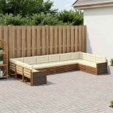 Cumpara ieftin Set de canapele de exterior 10 buc. 10-Locuri Natural si Crem