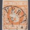 ROMANIA 1869 LP 25 CAROL I CU FAVORITI 5 BANI PORTOCALIU/FRAGMENT STAMPILAT T.SEVERIN