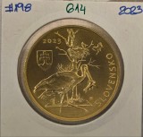 614 Slovacia, Slovakia, Slovensko, 5 Euro 2023, KM#198, Fauna and Flora in Slovakia &ndash; Black Stork, excelenta