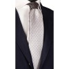Cravata Matase Barbati, Nod Contrast Argintiu/Gri, 148cm, Made in Italy, Cutie Cadou - Eleganta Unica
