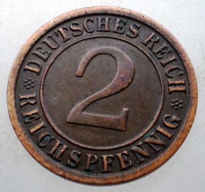 2.681 GERMANIA WEIMAR 2 REICHSPFENNIG 1936 F foto