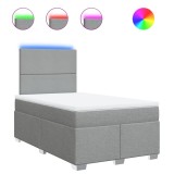 Cumpara ieftin Pat box spring cu saltea, gri deschis, 120x190 cm, textil