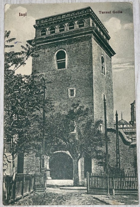 1927 CP IASI / Turnul Goliei / Saraga / circulata Braila / timbru