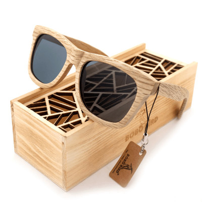 Ochelari de soare din lemn Bobo Bird AG007, lentila gri foto