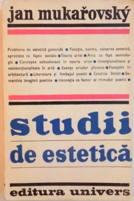 STUDII DE ESTETICA de JAN MUKAROVSKY, 1974 foto