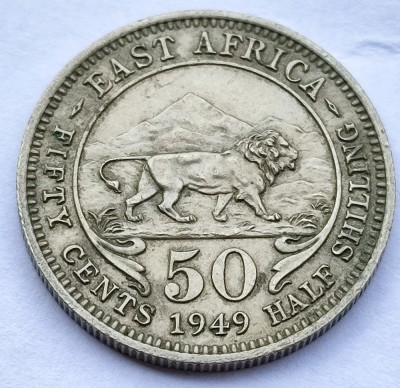 85. Moneda Africa de Est 50 cents 1949 foto