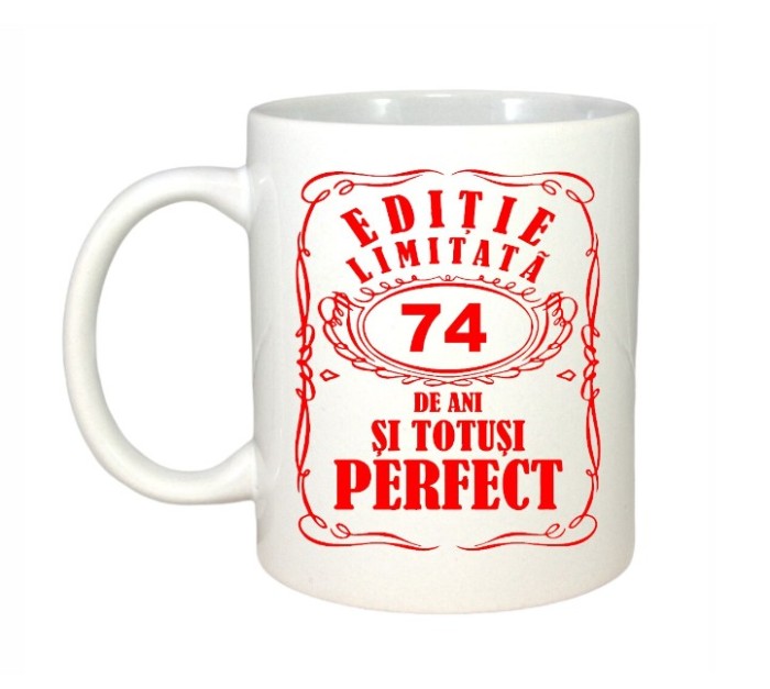 Cana alba personalizata, Editie Limitata 74 ani, INOVATIX&reg;. 330ml