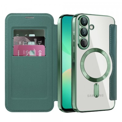 Husa MagSafe pentru Samsung Galaxy A26 A266, Techsuit, SmartMag Book, Verde foto