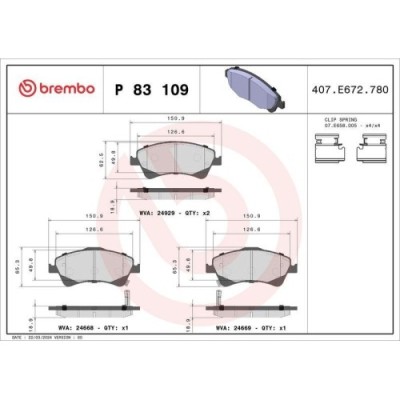 Placute frana Toyota Auris ( E15) 10.06-09.12, Auris ( E18) 10.12-12.18, Auris Estate ( E18) 07.13-12.18, Avensis Estate ( T27) 11.08-10.18, Avensis foto