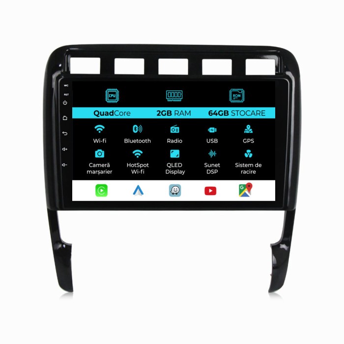 Navigatie Dedicata Porsche Cayenne (2002-2010), 9Inch, 2Gb Ram, 64Gb Stocare, Carplay