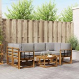 vidaXL Set de canapele de exterior 7 pcs Gri natural și deschis 3366089