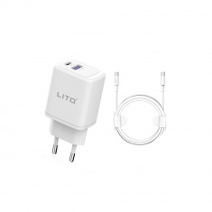 Incarcator priza Universal Type-C/USB + cablu tip C Lito LT-LC02 Alb