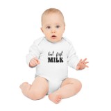 Body Bebelusi, alb, Nou Nascut, fete/baieti, cu mesaj amuzant, marimea 68, But First Milk