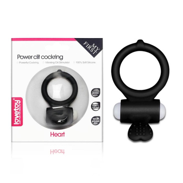 Power Clit - Inel cu vibrații pentru penis, 3.5 cm, negru