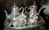 Elegant serviciu din bronz argintat pentru ceai, cafea &icirc;n stilul Baroc