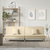 VidaXL Canapea extensibilă, crem, material textil