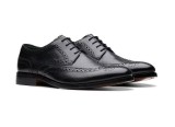 Clarks, Pantofi derby din piele Craft James, Negru, 43, Resigilat, Grad B