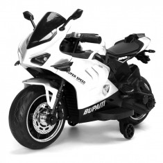 Motocicleta electrica, Kinderauto BDQ888 70W 12V cu roti moi, Bluetooth, culoare Alba foto