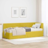 vidaXL Cadru de pat colțar cu saltea cu headboard 2 pcs Galben Catifea 3393804