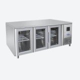Masa frigorifica inox cu 3 usi sticla