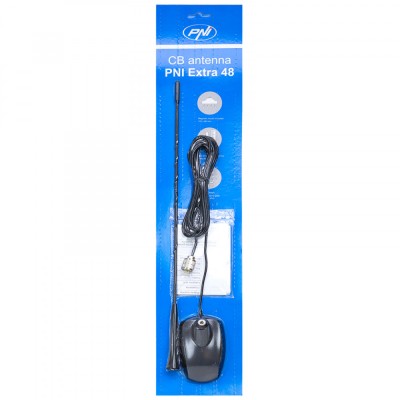 Antena CB PNI Extra 48, cu magnet inclus, 45 cm, 26-30MHz, 150W, SWR 1.0, fibra de sticla foto