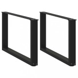 VidaXL Picioare pentru măsuță de cafea &icirc;n formă de U, 2 buc., negru, 60x(42-43) cm, oțel 4013160