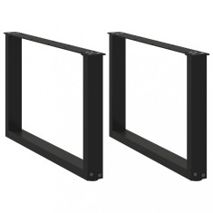 vidaXL Picioare pentru măsuță de cafea &icirc;n formă de U, 2 buc., negru, 60x(42-43) cm, oțel 4013160