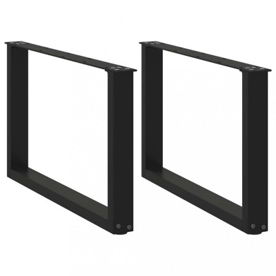 vidaXL Picioare pentru măsuță de cafea &amp;icirc;n formă de U, 2 buc., negru, 60x(42-43) cm, oțel 4013160 foto