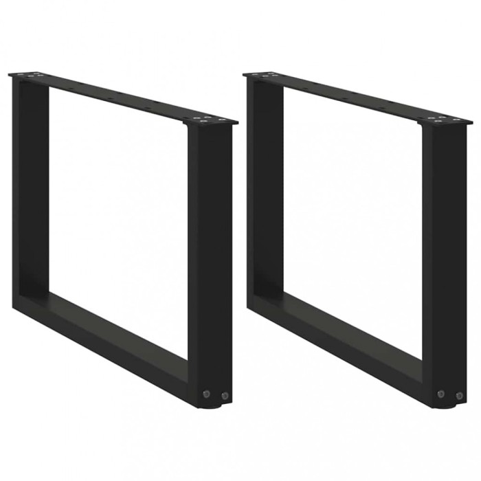 vidaXL Picioare pentru măsuță de cafea &icirc;n formă de U, 2 buc., negru, 60x(42-43) cm, oțel 4013160