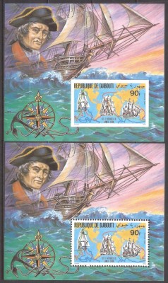 REPUBLICA DJIBOUTI 1980 NAVIGATIE CORABII ( 2colite dt.+ ndt.) MNH foto