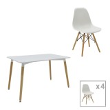 Cumpara ieftin Set de 5 buc masa si scaune Natali-Julita MDF si plastic PP in nuanta alb-natural 120x80x76 cm