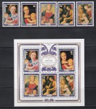 Niue 1983 - Crăciun - Picturi de Rafael, Serie + 5 Colite de lux + Bloc, SET COMPLET, 4 POZE, MNH
