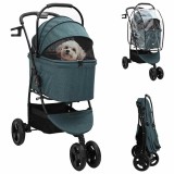 vidaXL Carucior pentru Pisici Pliante Ajustabil Verde 78 x 54 x 101 cm